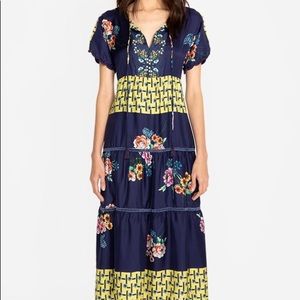 Johnny Was Zakina Floral Tiered Silk Dress